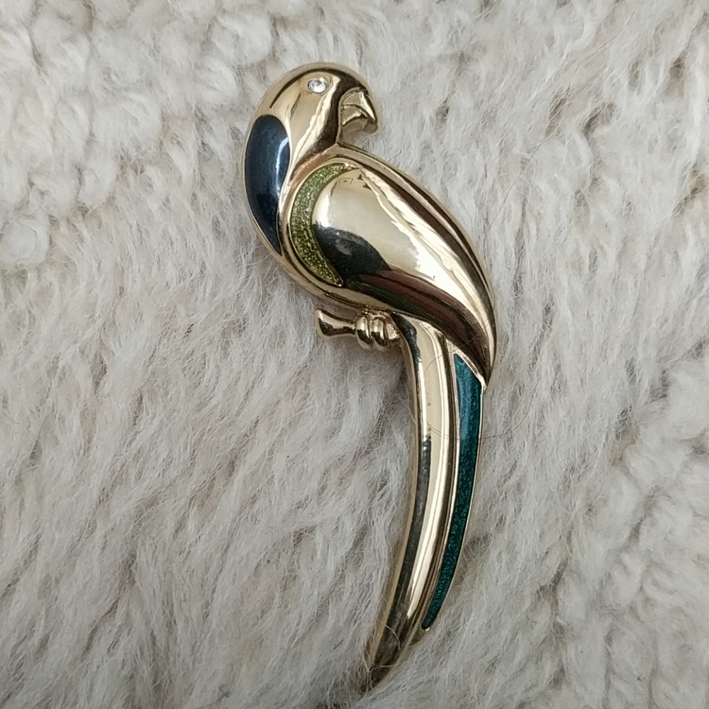 Vintage 1970s Rare Liz Claiborne signed LC Parrot